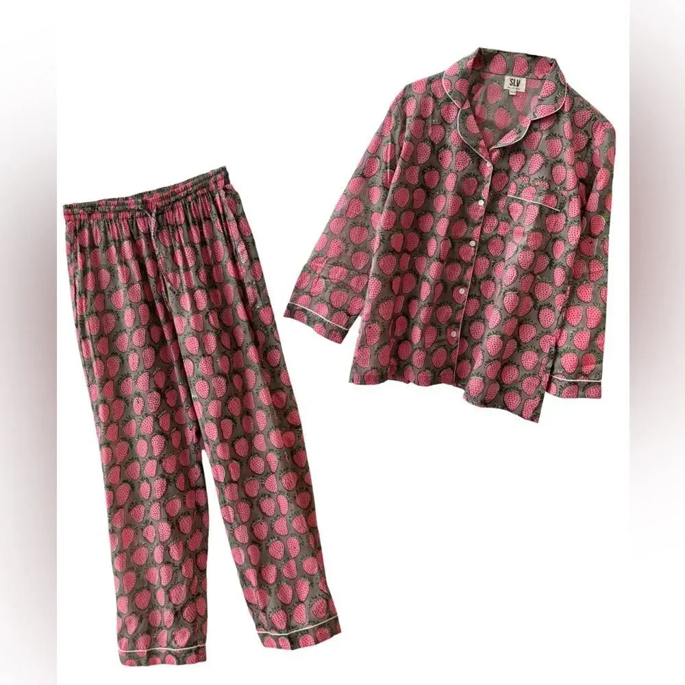 Sur La Vague Strawberry Pajama Pant Set NWT XS/S
